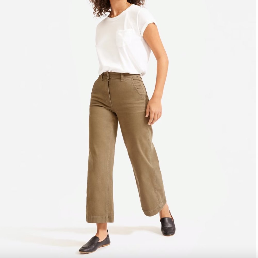 EVERLANE Wide-Leg Crop Pant, Brown / Ochre, size 6 (sold out online!)